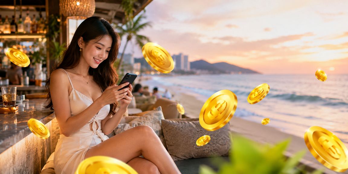 Người dùng nạp tiền và nhận thưởng tại bãi biển Vũng Tàu qua điện thoại